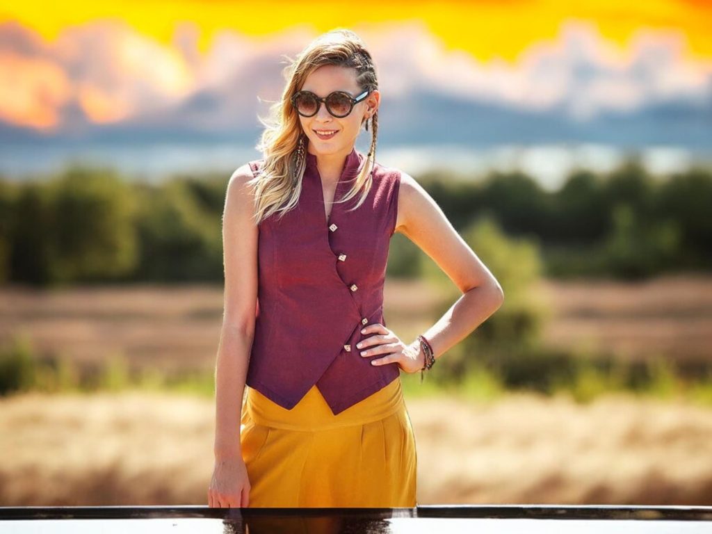 Elegant Cotton Blouse Sleeveless Asymmetrical